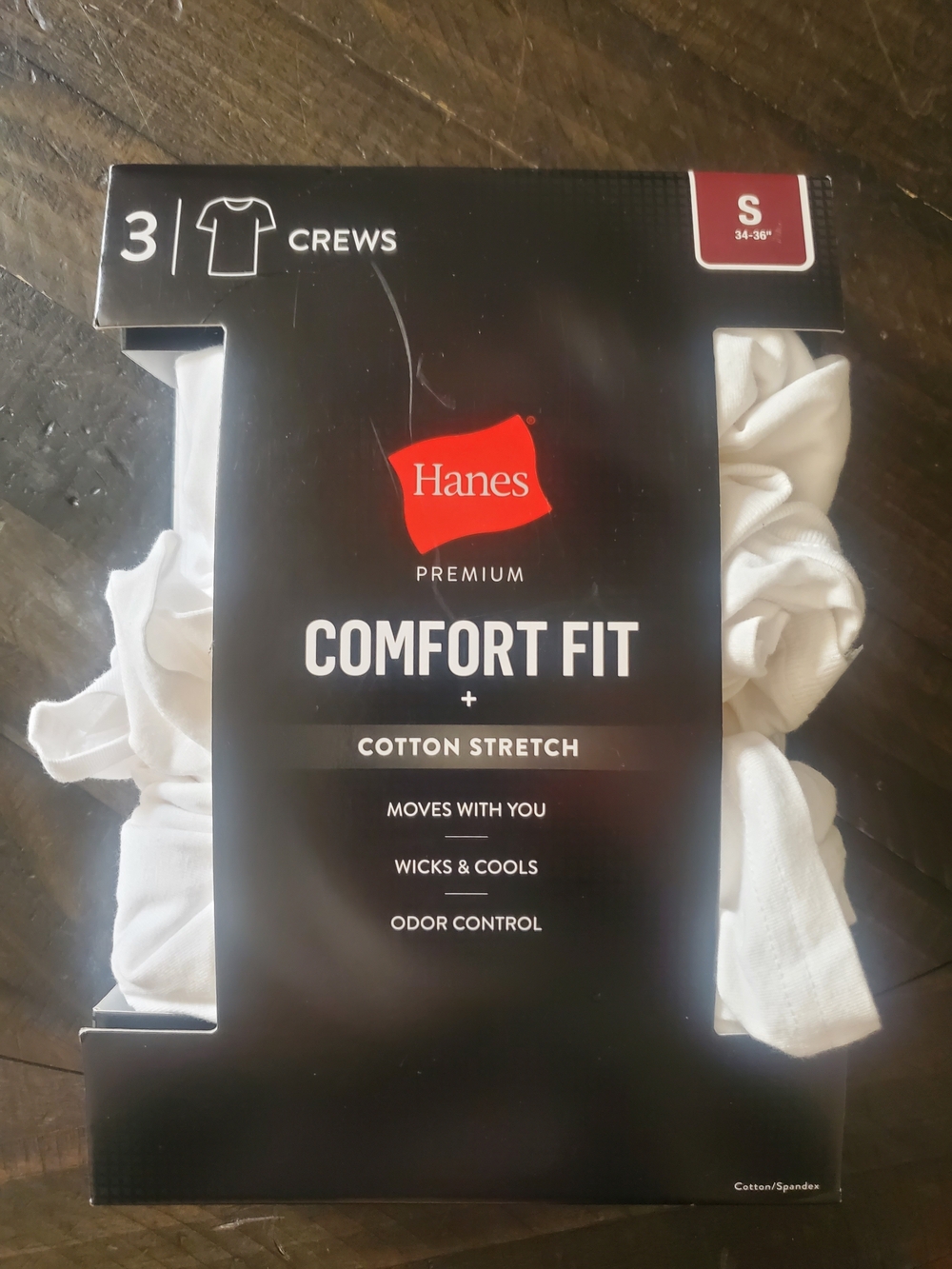 Hanes White Comfort Fit Cotton Stretch Crew Shirts - 3 Pack